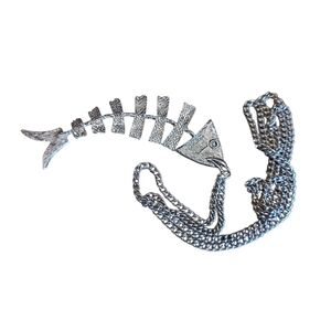 Articulated Silver Fish Skeleton Necklace